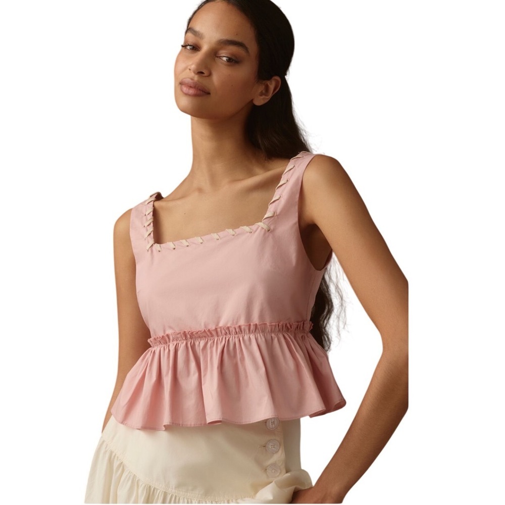 Anthropologie En‎ Elly Babydoll Stitch-Trim Tank Size Medium NWOT $98